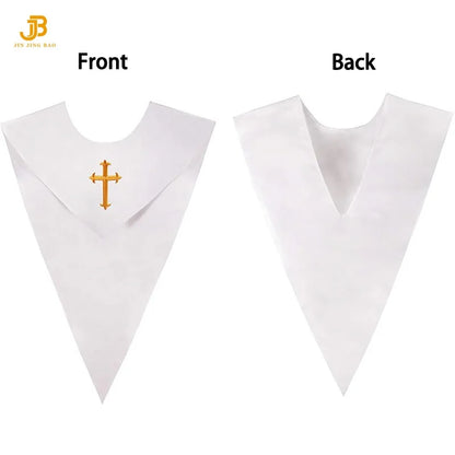 Wholesale Unisex V Shape Solid-Colored School Choir Stole with Cross Embroidery 100% Polyester Adult Use