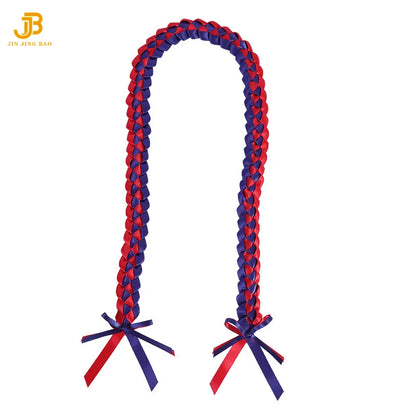 Factory Wholesale Graduation Party Gift Double Braided Honor Leis Necklace College Graduation Ribbon Leis