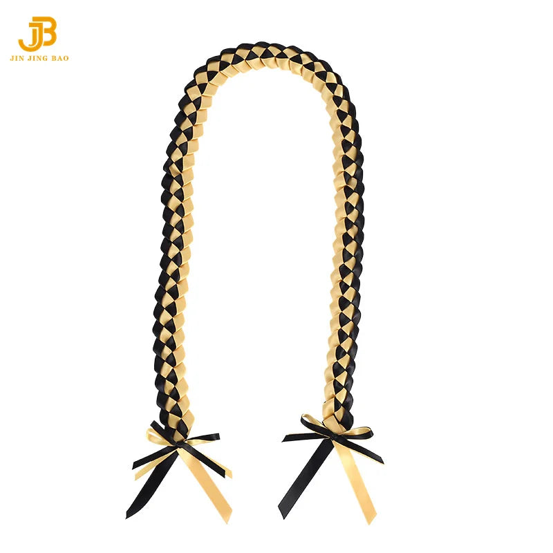 Factory Wholesale Graduation Party Gift Double Braided Honor Leis Necklace College Graduation Ribbon Leis