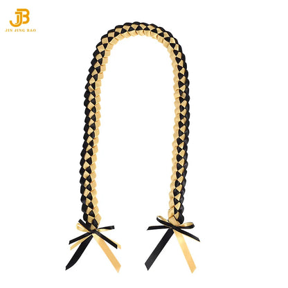 Factory Wholesale Graduation Party Gift Double Braided Honor Leis Necklace College Graduation Ribbon Leis