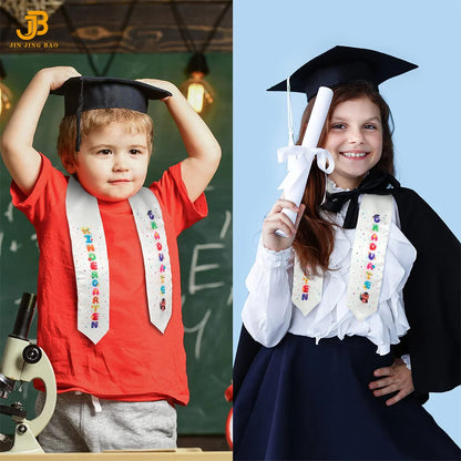 High Quality Custom White Graduation Stole for Kids Graduation Stole Class of 2025 Kids