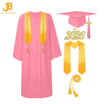 Wholesale Matte Adult Graduation Gown Cap Tassel Stole Honor Cord Set Ceremony Dress for Adult