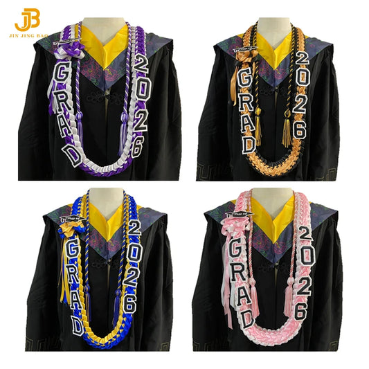 Fashion Double Ribbon Necklace 2026 Blue Honor Rope Flower Hat Necklace for Women Men Graduation Party