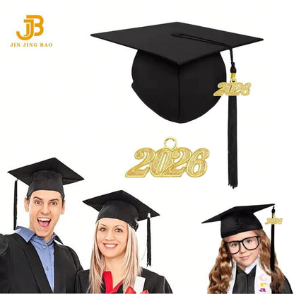 A Set of Black Graduation Gown and Caps for Graduation Ceremony Graduation Robe with Stole