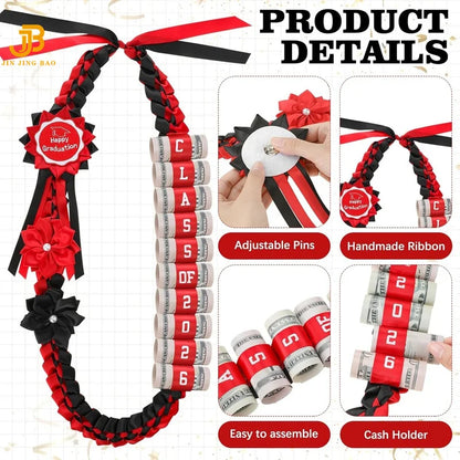 New Arrivals Trendy Graduation Party Gifts Double Braided Honor Ribbon 47.2in Ribbon Leis for College Back to School