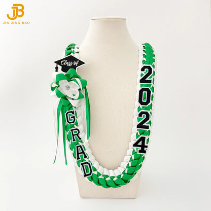 Beautiful Graduate Ribbon Leis Double Satin Garland Hand-woven Gift with Ribbon Master's Pendant