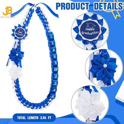 120cm New DIY Flower Graduation Ribbon Wreath Braided Leis Multi-Color Honor Rope Necklace Set