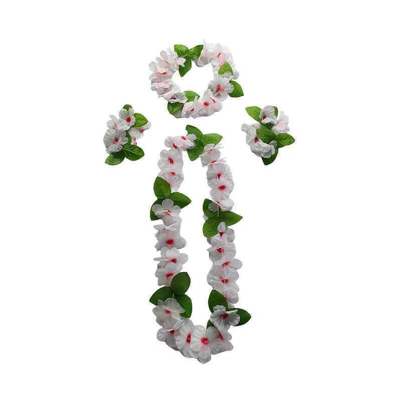 Hot Sales Hawaiian Leis Party Decorations Hawaiian Leis Necklace Tropical Luau Hawaii Silk Flower Lei Theme Party Favors