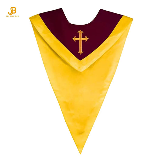 Customized Church Sash Choir Stole With Border Royal Maroon and White Reversible Choir Stoles