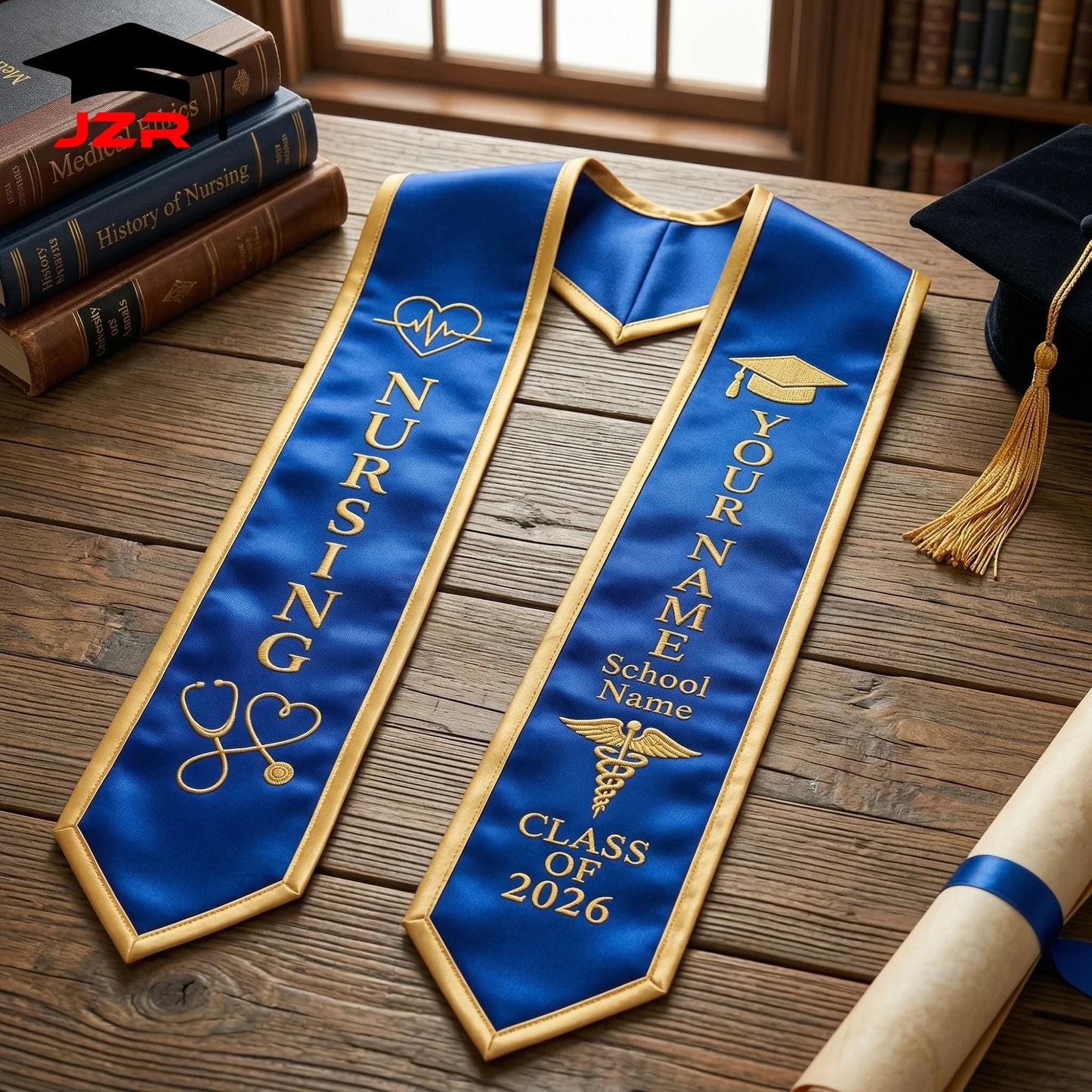 Small MOQ Custom Embroidered Graduation Shawl Non-fade Printing Factory Straight Wholesale for Colleges