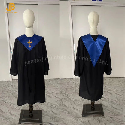 Wholesale Unisex V Shape Solid-Colored School Choir Stole with Cross Embroidery 100% Polyester Adult Use