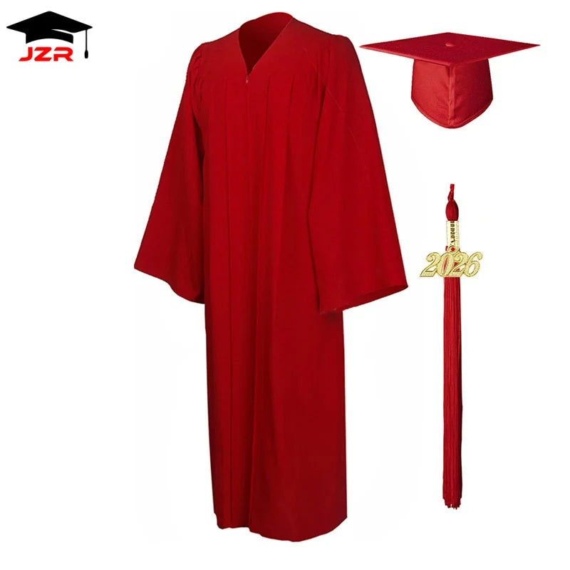 2026 Factory Wholesale American University Black Graduation Gowns Hat Graduation Gown and Cap & Graduation Toga Set in Stock
