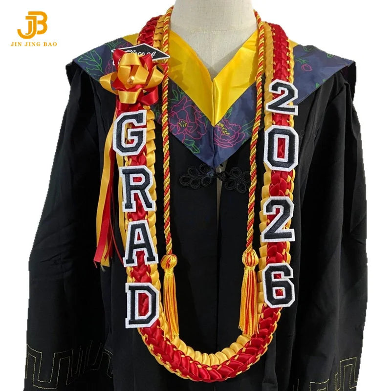 2026 Cross-Border Popular Graduation Ribbon Wreath Weaving Colorful Gift Honor Cord Handmade Graduation Leis