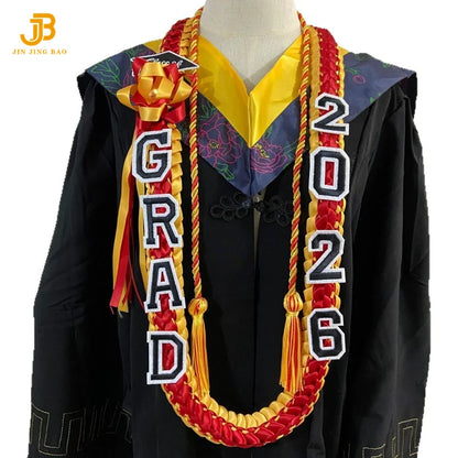 2026 Cross-Border Popular Graduation Ribbon Wreath Weaving Colorful Gift Honor Cord Handmade Graduation Leis