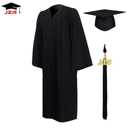 2026 Factory Wholesale American University Black Graduation Gowns Hat Graduation Gown and Cap & Graduation Toga Set in Stock