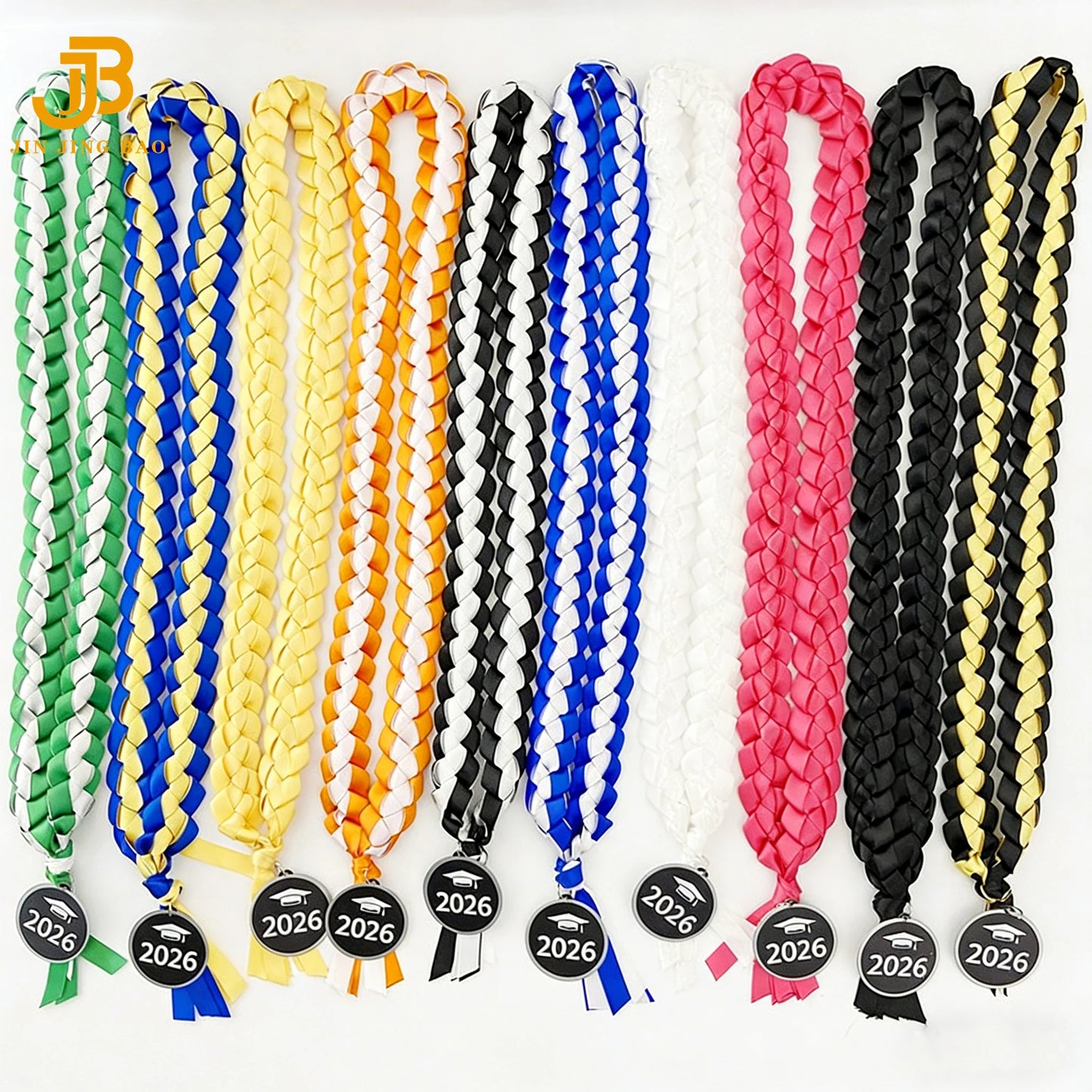 120cm Double Braided Necklace 4 Ribbon Weaving Wreath Collar Gift Rope Honor Ribbon Graduation Ribbon Lei