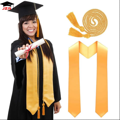 2026 Factory Custom Wholesale Bachelor Graduation Gowns Adult US Style Graduation Gown and Cap with Golden Stole & Honor Cord