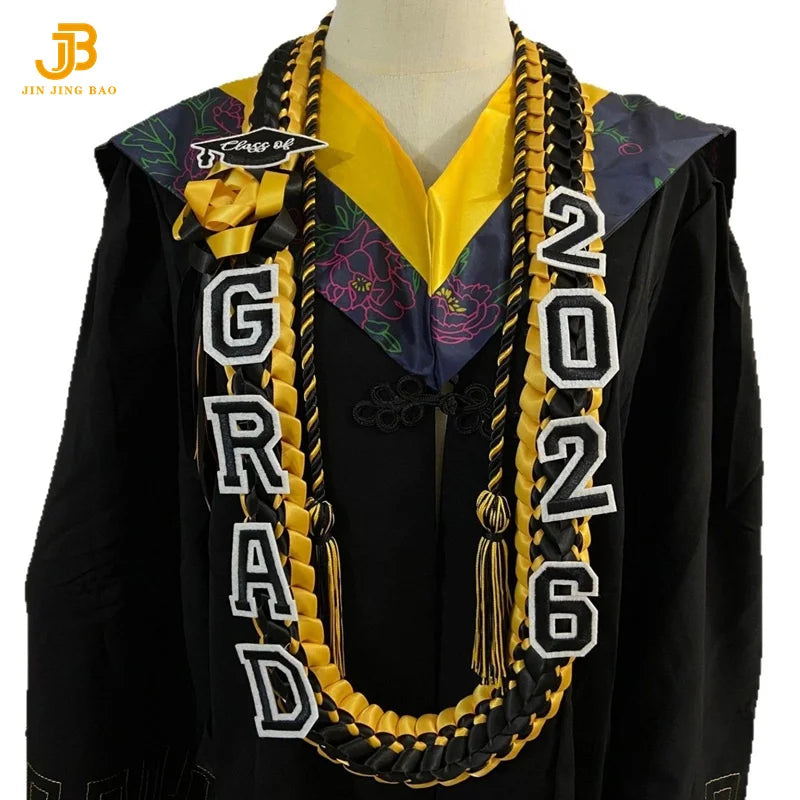 2026 Cross-Border Popular Graduation Ribbon Wreath Weaving Colorful Gift Honor Cord Handmade Graduation Leis