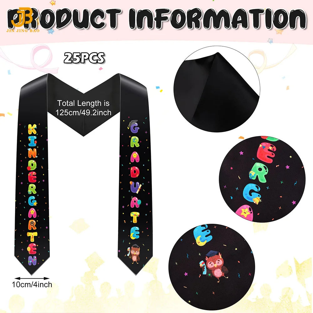 2025 Custom Mexican Graduation Stole Black Color Graduation Sash for Kids