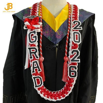 2026 Cross-Border Popular Graduation Ribbon Wreath Weaving Colorful Gift Honor Cord Handmade Graduation Leis