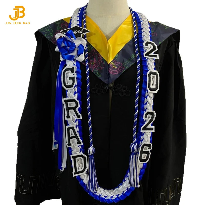 2026 Cross-Border Popular Graduation Ribbon Wreath Weaving Colorful Gift Honor Cord Handmade Graduation Leis