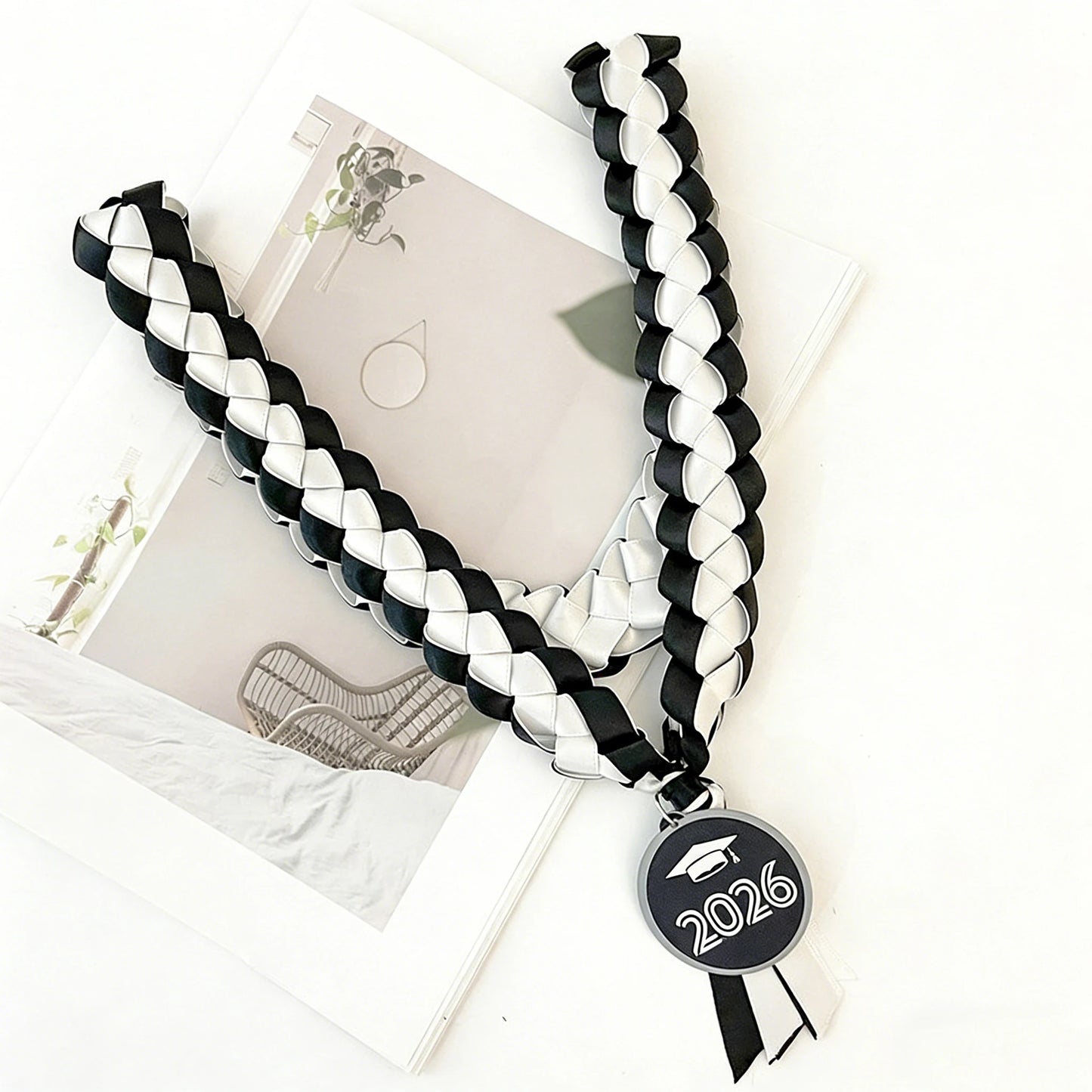 120cm Double Braided Necklace 4 Ribbon Weaving Wreath Collar Gift Rope Honor Ribbon Graduation Ribbon Lei