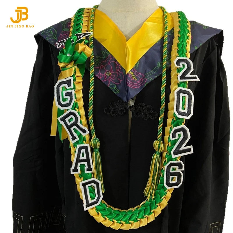 2026 Cross-Border Popular Graduation Ribbon Wreath Weaving Colorful Gift Honor Cord Handmade Graduation Leis