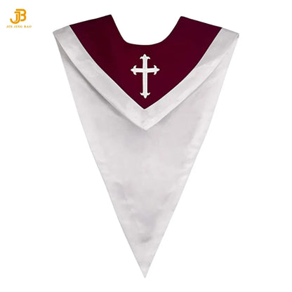 Wholesale Unisex Choir Robes Reversible V Shape Choir Stole With Border and Cross