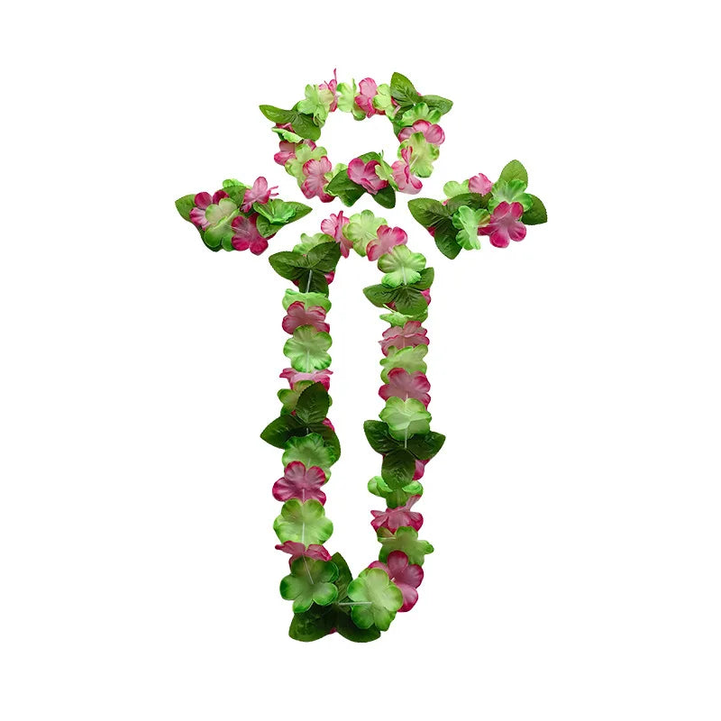 Hot Sales Hawaiian Leis Party Decorations Hawaiian Leis Necklace Tropical Luau Hawaii Silk Flower Lei Theme Party Favors