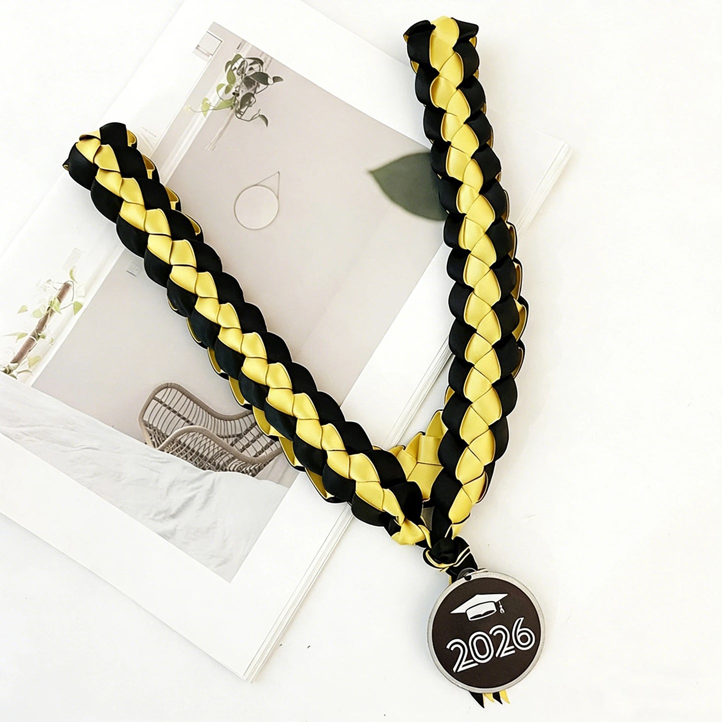 120cm Double Braided Necklace 4 Ribbon Weaving Wreath Collar Gift Rope Honor Ribbon Graduation Ribbon Lei
