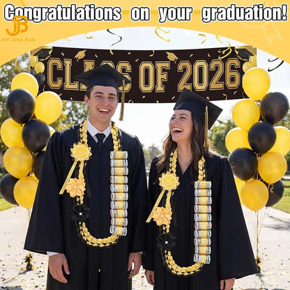 Graduation Ribbon Leis 2026 Red and Black Ribbon Leis for Graduation Class of 2026