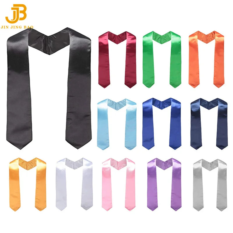 53" 60" 72" White Sublimation Satin Polyester Graduation Sash Unisex Blank Stole for School Uniform JJB Brand In-Stock Adults