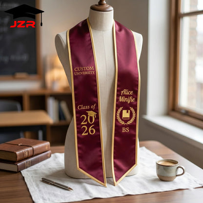 Small MOQ Custom Embroidered Graduation Shawl Non-fade Printing Factory Straight Wholesale for Colleges