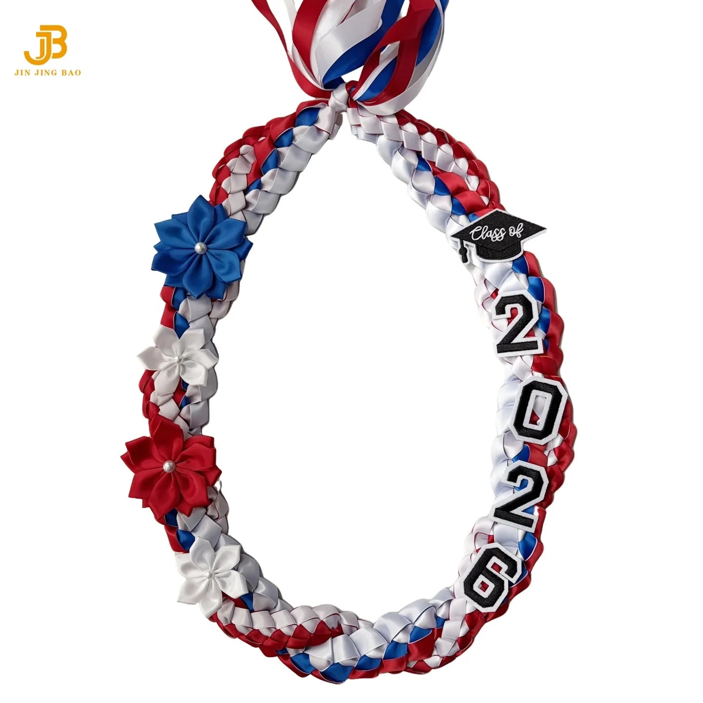 2026 Double Layer Graduation Wreath Woven Necklace Honor Rope Ribbon Handmade Satin Leis 120cm