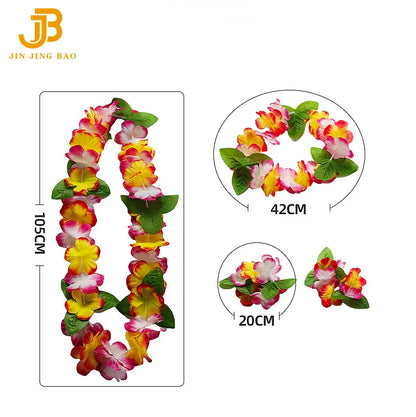 Hot Sales Hawaiian Leis Party Decorations Hawaiian Leis Necklace Tropical Luau Hawaii Silk Flower Lei Theme Party Favors