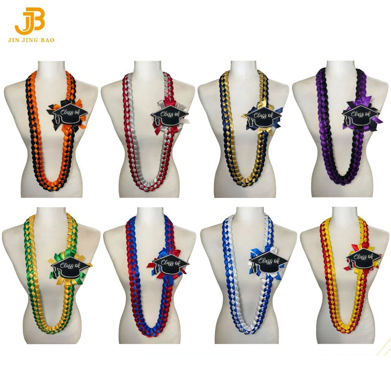 Custom Class of 2026 Hawaiian Party Flower Leis Luau Wreath Set and Graduation Season Ribbon Leis