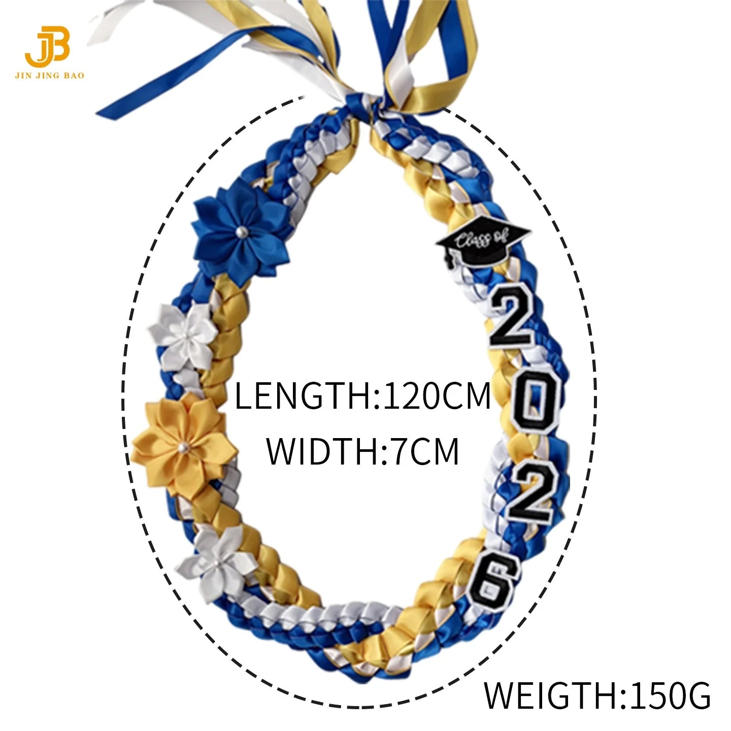 2026 Double Layer Graduation Wreath Woven Necklace Honor Rope Ribbon Handmade Satin Leis 120cm