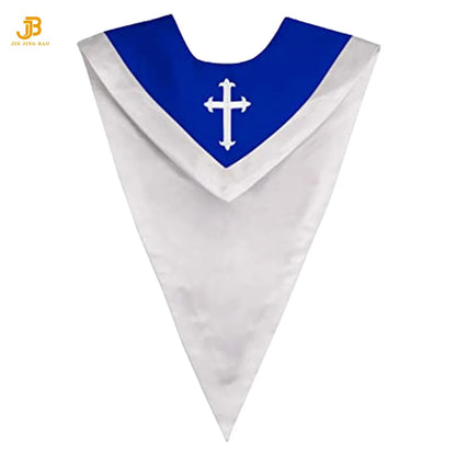 Wholesale Unisex Choir Robes Reversible V Shape Choir Stole With Border and Cross