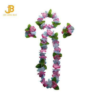 Hot Sales Hawaiian Leis Party Decorations Hawaiian Leis Necklace Tropical Luau Hawaii Silk Flower Lei Theme Party Favors
