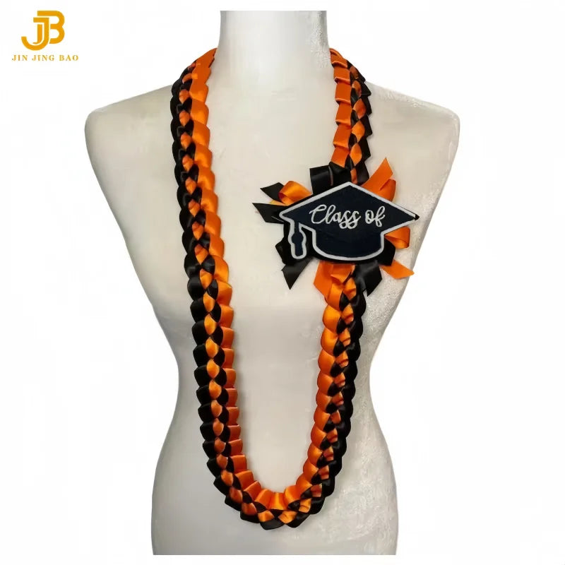 Custom Class of 2026 Hawaiian Party Flower Leis Luau Wreath Set and Graduation Season Ribbon Leis