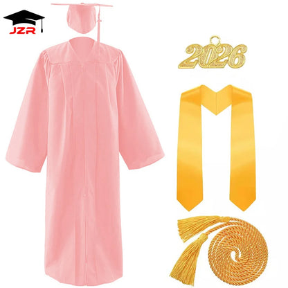 2026 Factory Custom Wholesale Bachelor Graduation Gowns Adult US Style Graduation Gown and Cap with Golden Stole & Honor Cord