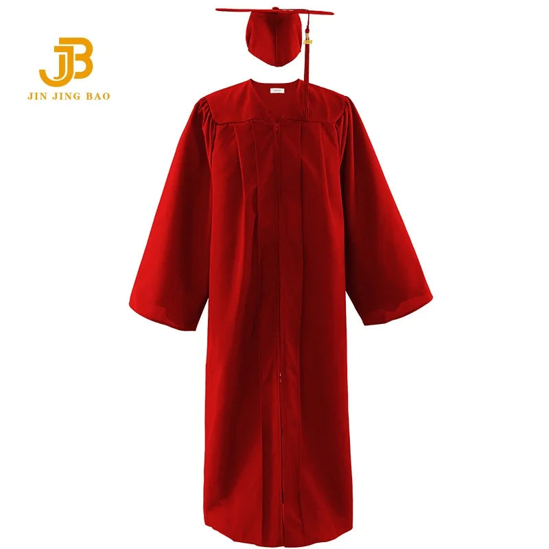 A Set of Black Graduation Gown and Caps for Graduation Ceremony Graduation Robe with Stole