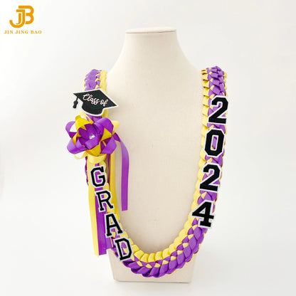 Beautiful Graduate Ribbon Leis Double Satin Garland Hand-woven Gift with Ribbon Master's Pendant