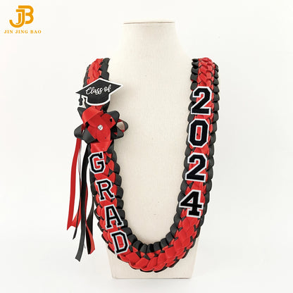 Beautiful Graduate Ribbon Leis Double Satin Garland Hand-woven Gift with Ribbon Master's Pendant