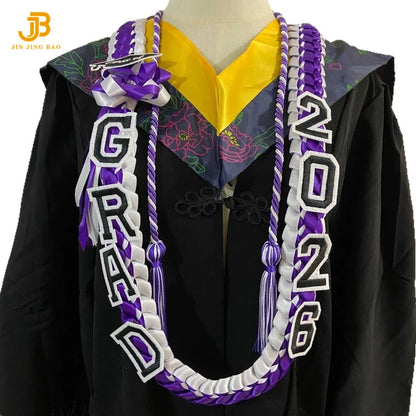 2026 Cross-Border Popular Graduation Ribbon Wreath Weaving Colorful Gift Honor Cord Handmade Graduation Leis