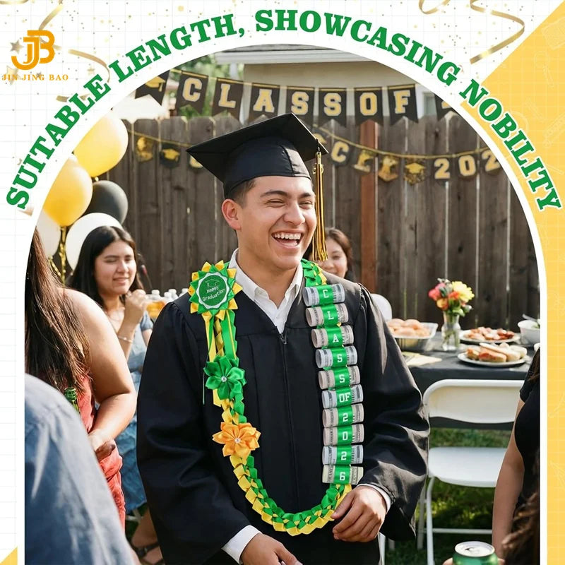 Custom Colors Polyester Graduation Lei with Floral Decorations for School Ceremonies Holiday Parties