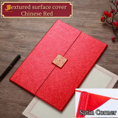 Blue Heavyweight Cardboard Certificate Holder A4 8K Custom Gold Trifold Diploma Cover With Square Button