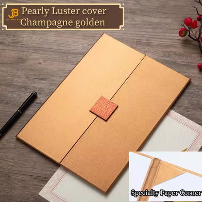 Blue Heavyweight Cardboard Certificate Holder A4 8K Custom Gold Trifold Diploma Cover With Square Button